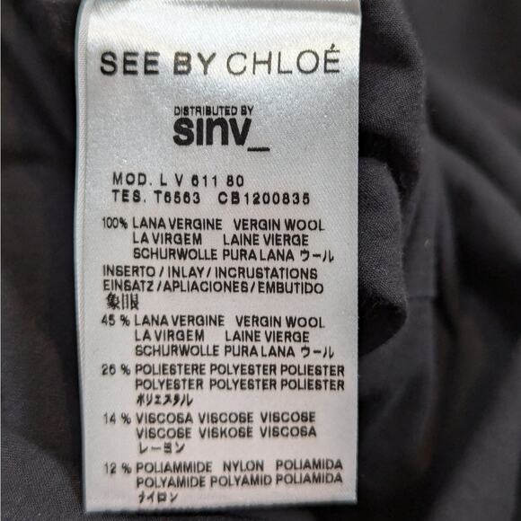 See by Chloe Wool Sheath Dress Black Size 4 - Picture 5 of 16